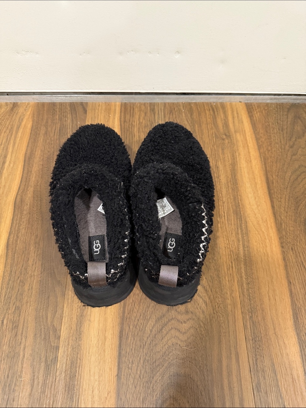 Black Fuzzy Slip-On Shoes - Picture 2 of 2